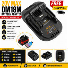 USB Battery Adapter Converter For 20V DEWALT Milwaukee M18 Convert To Makita 18V