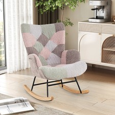Nursery Rocking Chair Upholstered Boucle Fabric Nursing Armchair