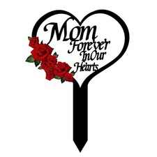 Memorial Grave Markers for Cemetery, Heart Memorial Plaque Stake M-flower