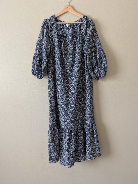 chinese dress ladies Blue Floral V-Neck Ruffle Maxi Dress