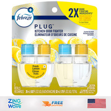 Febreze Plug Air Freshener Refill 2 Pack Fresh Lemon Scented Oil 0.87 fl oz Each