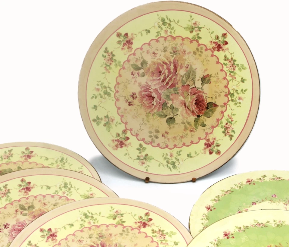 PLATZTELLER SHABBY Dekorteller Kunststoff Teller ROSEN DEKOR 6er Set Ø 25cm - Bild 3 von 4