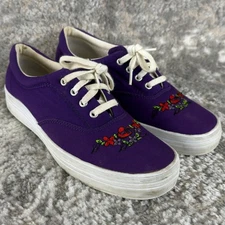 Grasshoppers Keds Sz 9 Red Hat Society Floral Embroidered Sneakers Shoes