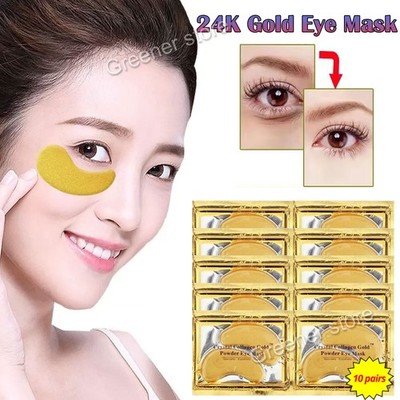 20 Pcs Under Eye Crystal Collagen Gel Pad Gold 24k Face Mask Anti Aging Wrinkle