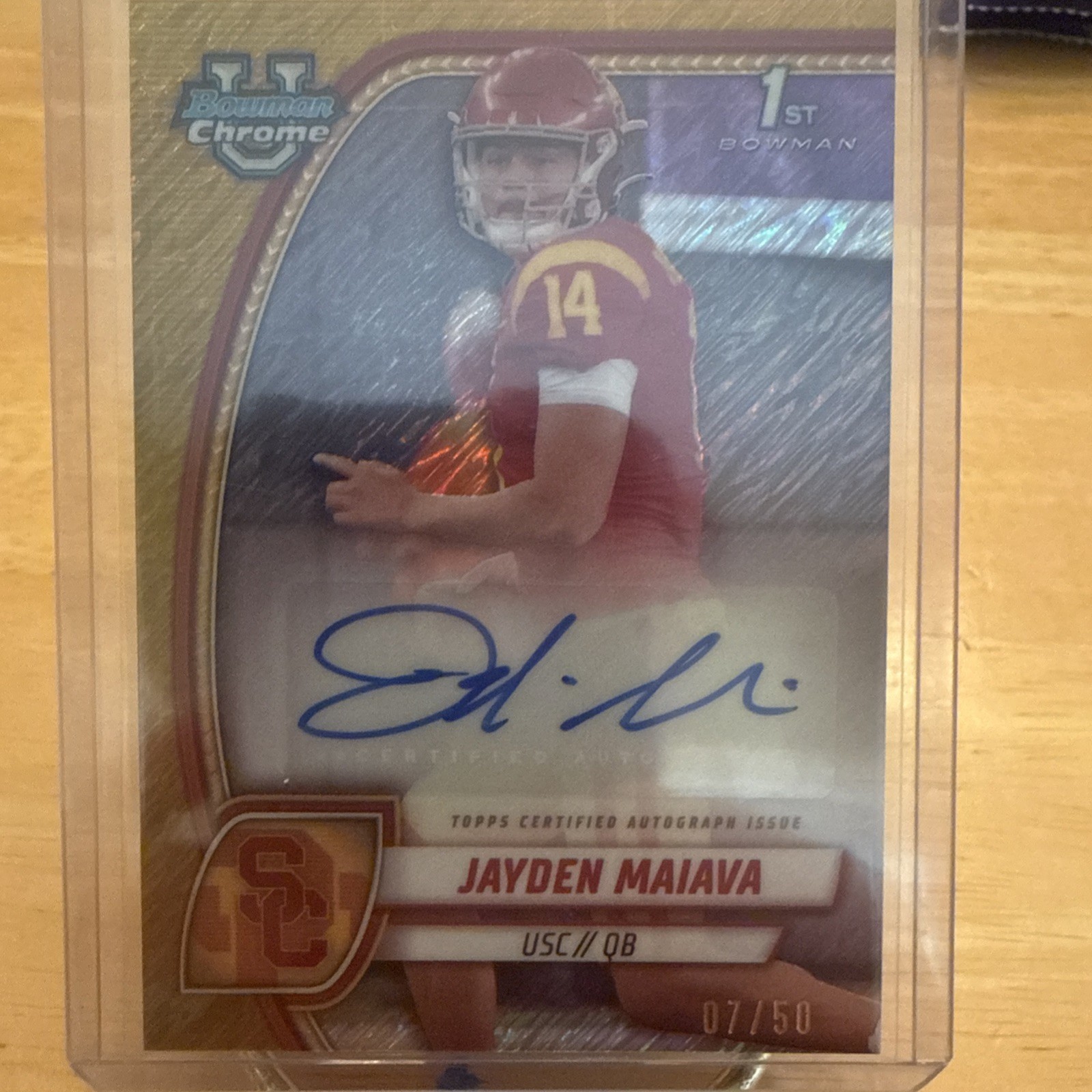2024 Bowman U Chrome Jayden Maiava #PA-JMA Gold /50 AUTO USC Trojans RC