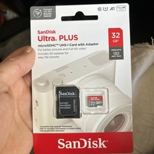 SanDisk Ultra Plus 32GB MicroSDHC UHS-I Card with Adapter Grey/Red