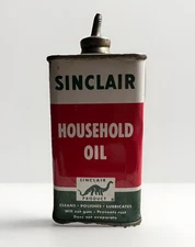 Vintage Lead Top Sinclair Household Oil Tin Can.