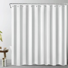 LB Grey and White Striped Fabric Shower Curtain 72"W x 72"L Pack of 1 ,