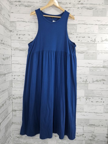 J Crew Jersey Knit Cotton Blue Tank Maxi Dress Womens 2X