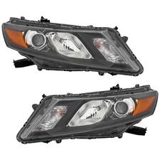 LH & RH Headlights For Honda Accord Crosstour 2010-2011 Halogen with Bulbs CAPA
