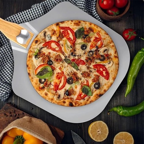 12 Inch Pizza Peel Oven Aluminium Foldable Wood Handle and Pizza paddle - Picture 4 of 16