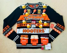 Spencer's Black and Orange Hooters Light-up KnitSweater size M
