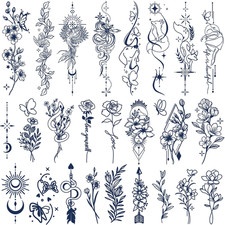 Semi-Permanent Tattoos for Women Girls 100 Plant-Based Ink Small Flower Words A