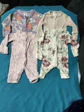 4 Gently Used Baby Girl One Piece Outfits Size NB Multiple Brands