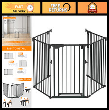 120.5" Metal Fireplace Fence Guard 5-Panel Safety Gate Play Yard Barrier for Kid