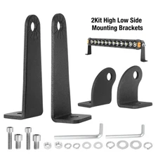 2-Pack Universal Side Mounting Brackets Holder For Single Row LED Light Bar Slim