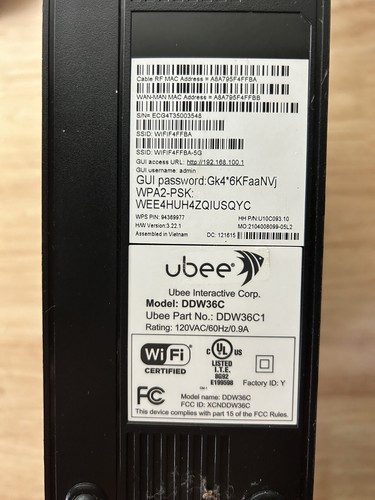 Ubee DDW36C Wireless Cable Modem Router - Picture 3 of 4