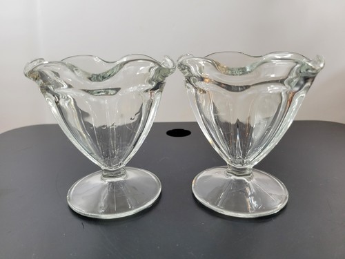Set of 2 Anchor Hocking Fountainware Clear Low Sherbet Sundae Dessert Dishes - Picture 7 of 7