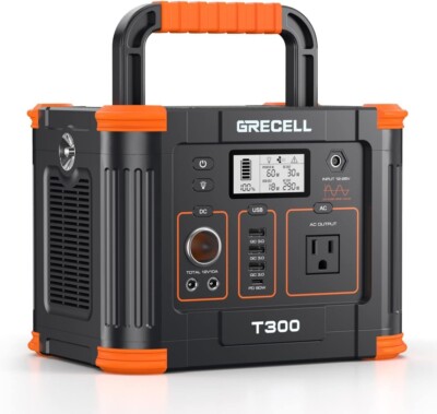 Grecell 300W Portable Power Station 288Wh Solar Generator Backup Battery(used)