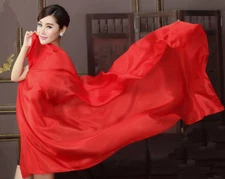 100% Silk Scarf Women neckerchief Shawl Wrap solid color red soft MY111