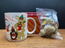 Avon Christmas Cheer Coffee Cup Mug with Reindeer Ornament In Original Box