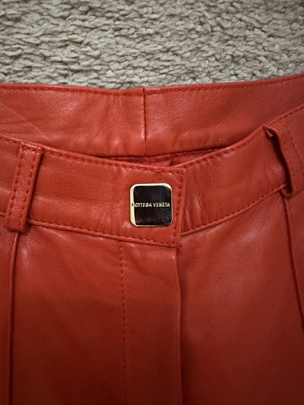 Pantaloni rossi in pelle Bottega Veneta taglia EU 40
