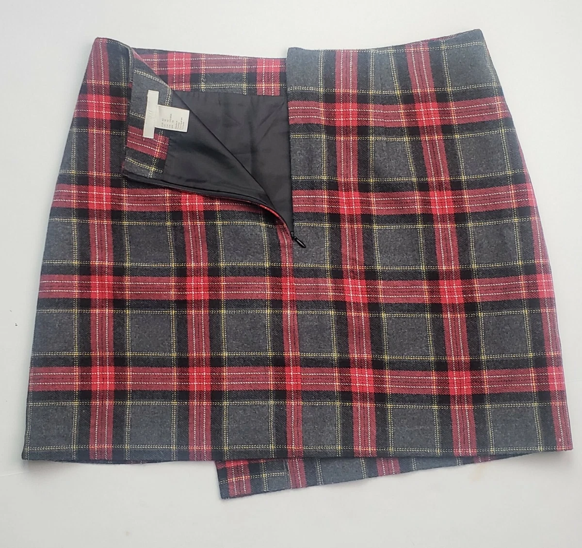 H M Plaid Skirt With Buttons Red Sz. 10 eBay
