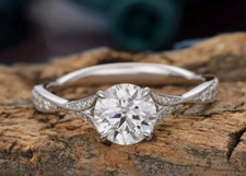 14K White Gold Plated 2Ct Round Cut Simulated Diamond Women's Engagement Ring