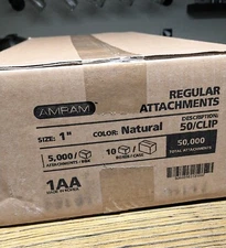 AMRAM 1" Regular Attachments-50,000pcs, 50/Clip Natural 1AA For New Clothes Tags