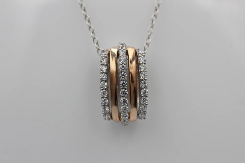 Rimorchio 925 Argento Sterling Rodiato Oro Rosso Placcato Zirconia Post Speciale - Immagine 2 di 4