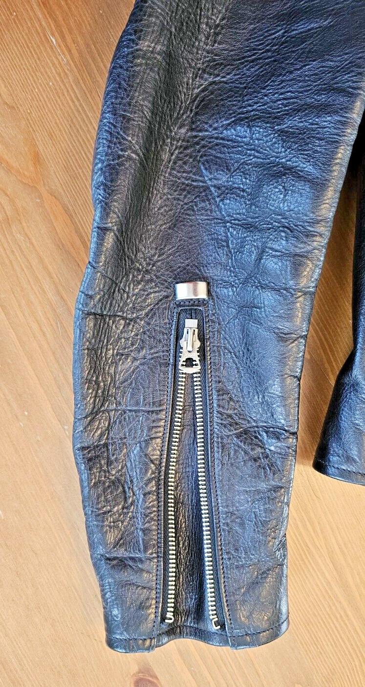 1st Ever Field Leathers Black Shinki Manhattan J-24 Style Motorcycle Jacket Sz40 image 9