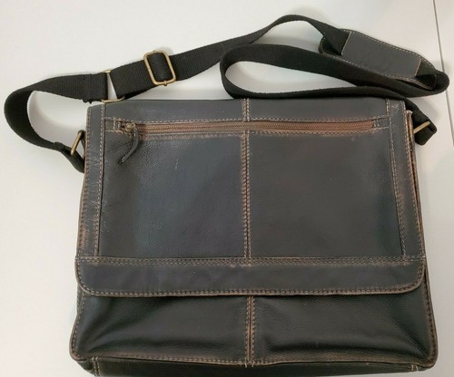 Dark Brown Leather Messenger Bag 