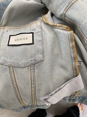 Gucci Embroidered Tiger Cropped Denim Jacket Light Blue Size 44 | eBay