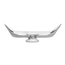 13" Chrome Bull Horn Hood Ornament Flat Base For Peterbilt Kenworth Freightliner