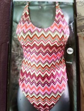 Ladies Boohoo One Piece Multi Colour Zig Zag Swimsuit Size 6
