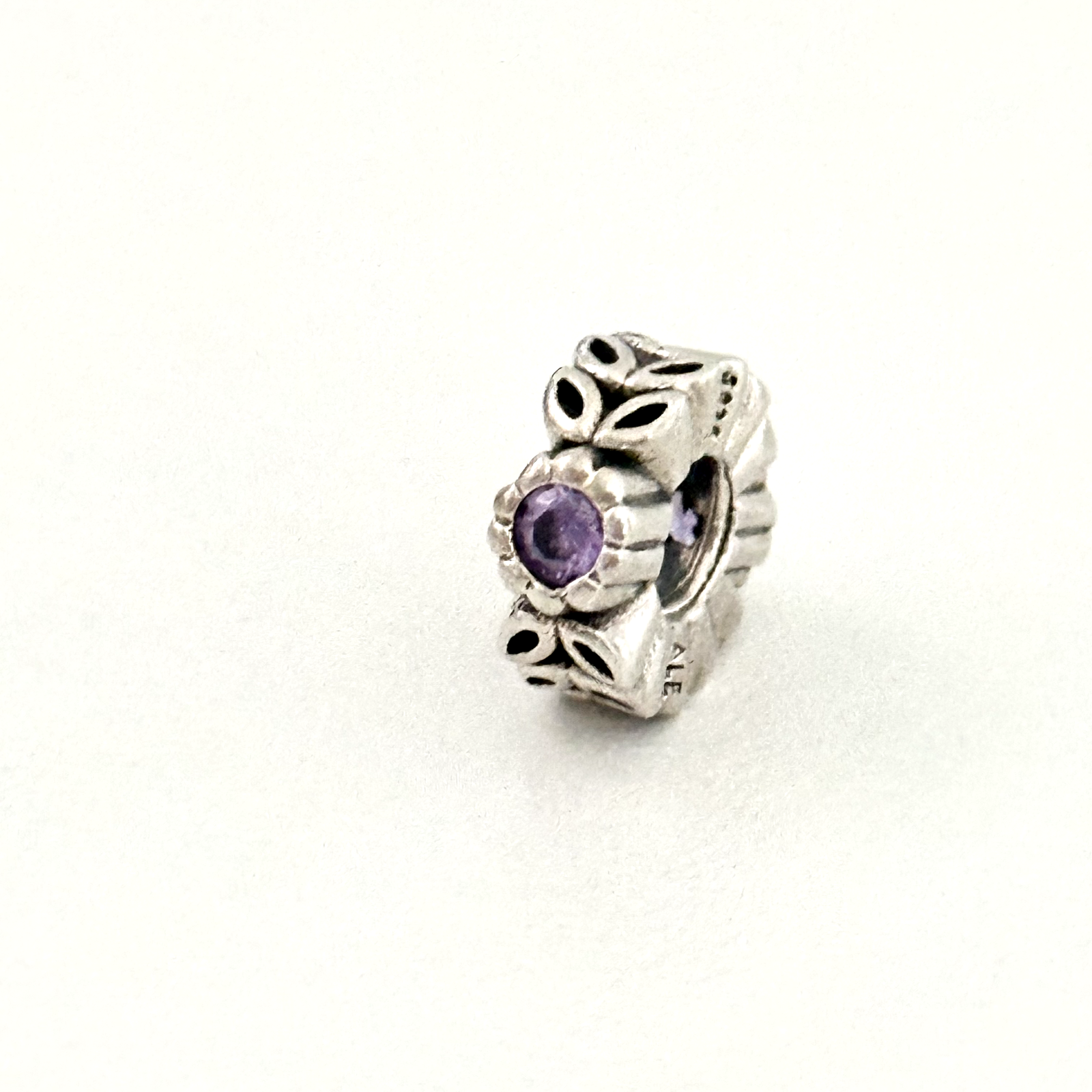 Pandora 925 Sterling Silver Purple Flower CZ Forest Spacer Bead Charm