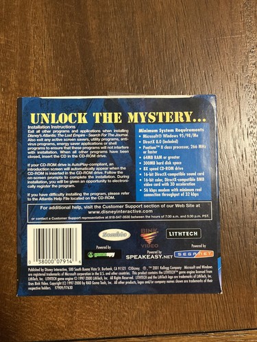 Disney Atlantis The Lost Empire Videospiele Windows Computer PC-CD Rom Selten - Bild 2 von 3