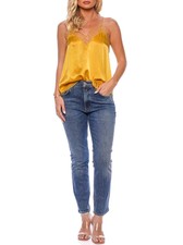 IRO Berwyn Mustard Silk Lace Cami Size 36 Ori...