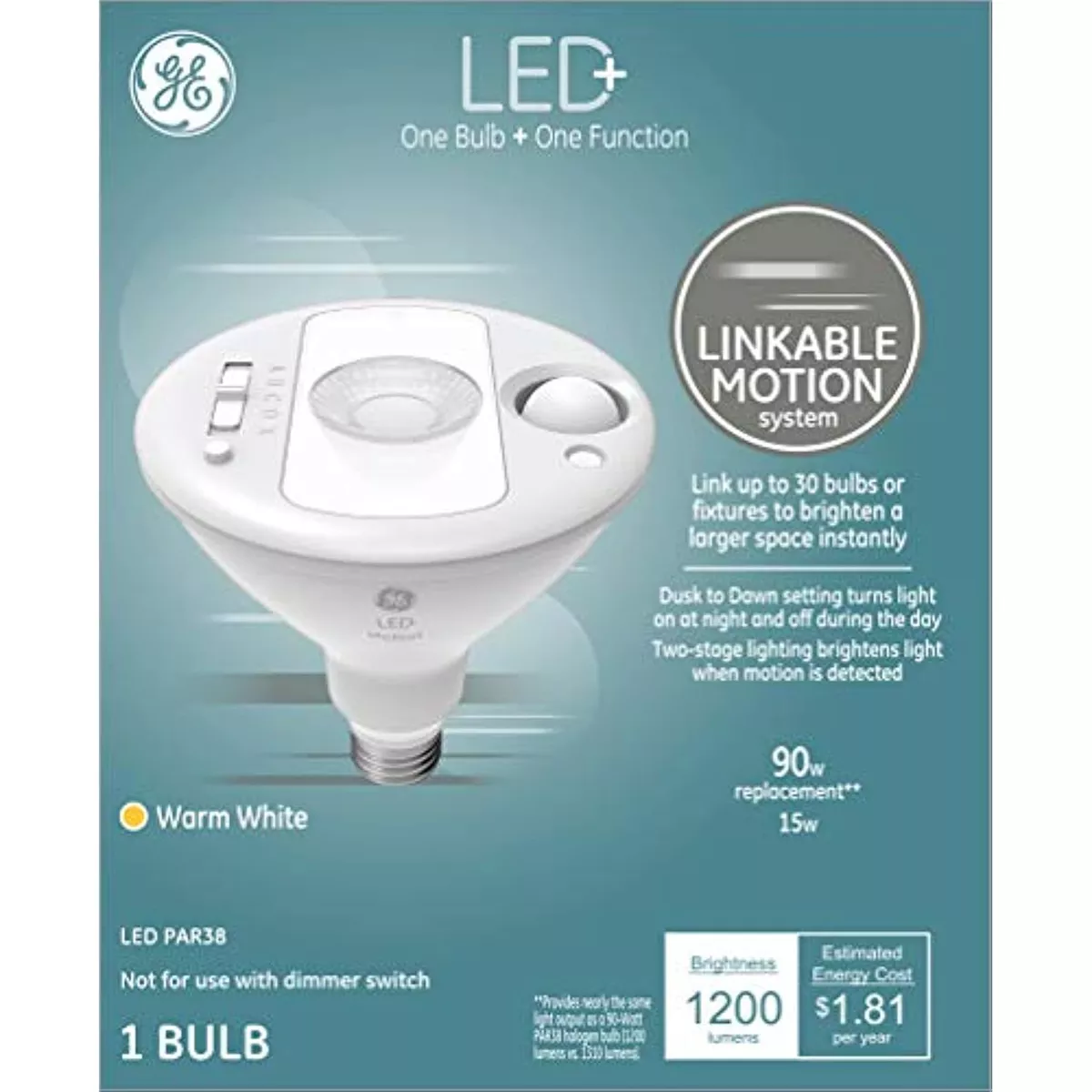 Ge led+ motion led flood light outdoor light bulb warm white deals