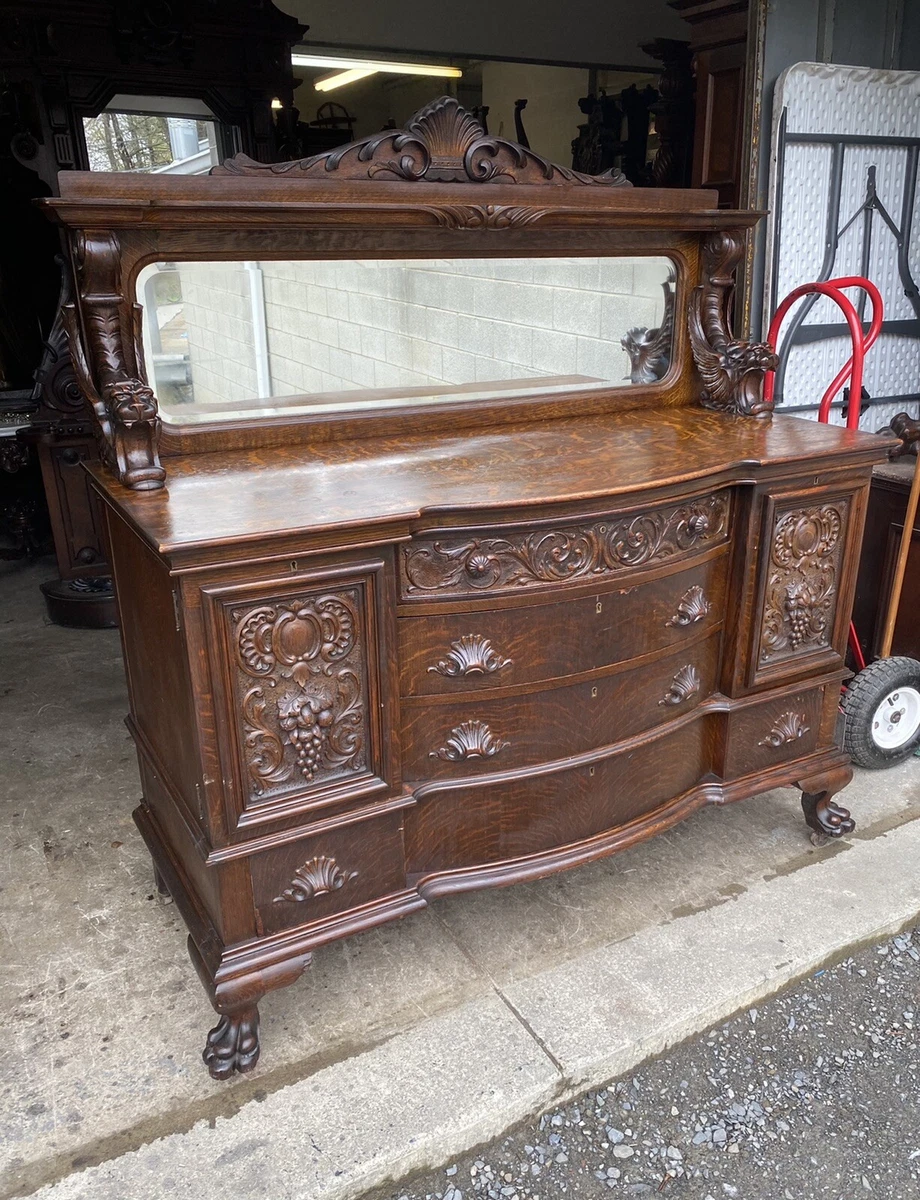 R. J. HORNER CARVED OAK WINGED GRIFFIN SIDEBOARD