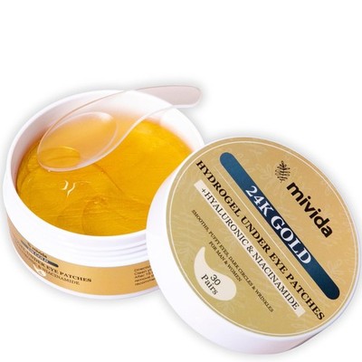 mivida Under Eye Patches 24K Gold with Hyaluronic-Acid, Niacinamide | 60 PCs