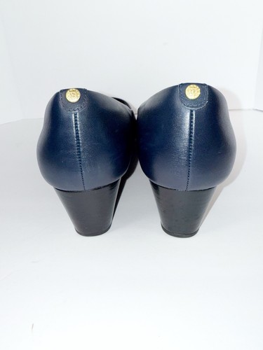 Clarks Navy Pumps Keilabsatz klassisch marineblau maritim gepolstert Slipper 10 W breit - Bild 8 von 15