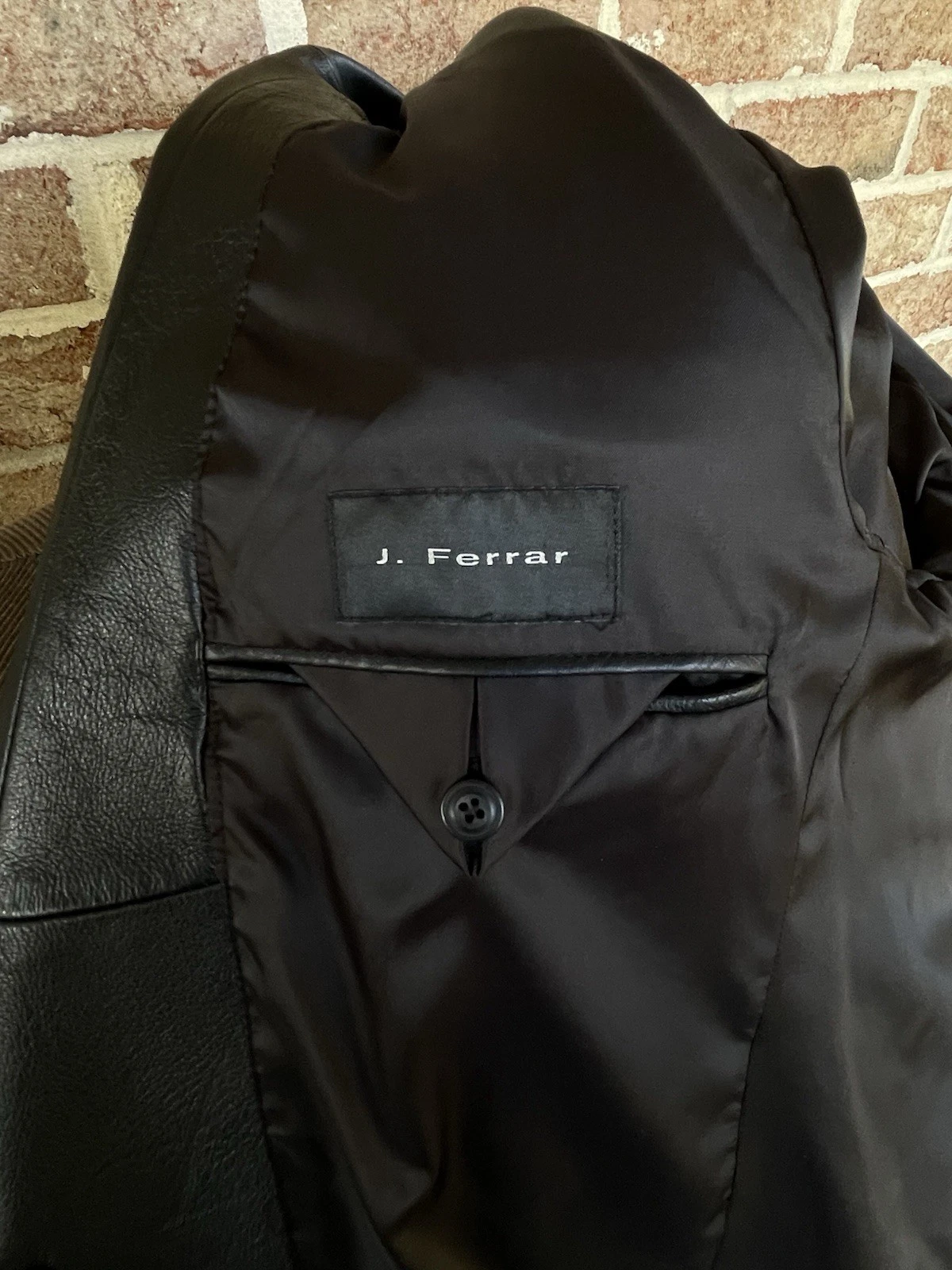 Vtg J. Ferrar Men's Black Genuine Leather Blazer Jacket Two-Button Coat Size M - product detail image 10