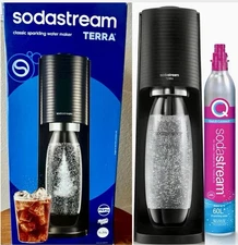 New SodaStream Terra 6047960 Sparkling Water Maker Black~New