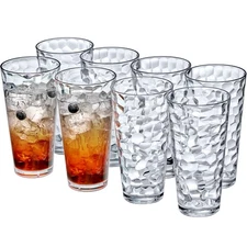 24oz Clear Plastic Tumblers Set of 8 Reusable Stackable BPA-Free Shatterproof