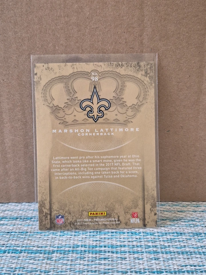 Marshon Lattimore 2017 Panini Crown Royale 98 New Orleans Saints Rookie - Image 2 of 2