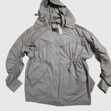 Fabletics Grey Ruched Sleeve Drawstring Hooded Jacket Women's Size Medium