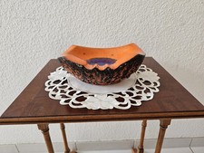 Kreutz Keramik Aschenbecher Fat Lava Orange Schwarz  mit eingelegter blauer Glas