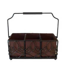 Southern Living Home Utensil Caddy Holder Black scroll metal 3 copper containers
