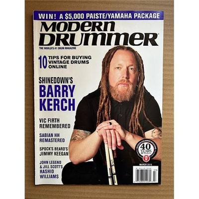SHINEDOWN MODERN DRUMMER MAGAZINE MARCH 2016 -  BARRY KERCH COVER WITH MORE INSI